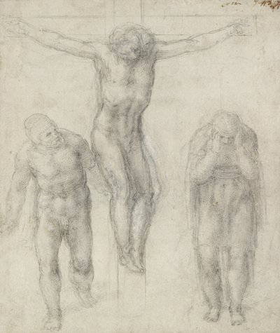 Study of a Crucified Christ and two figures, c.1560 by Michelangelo Buonarroti